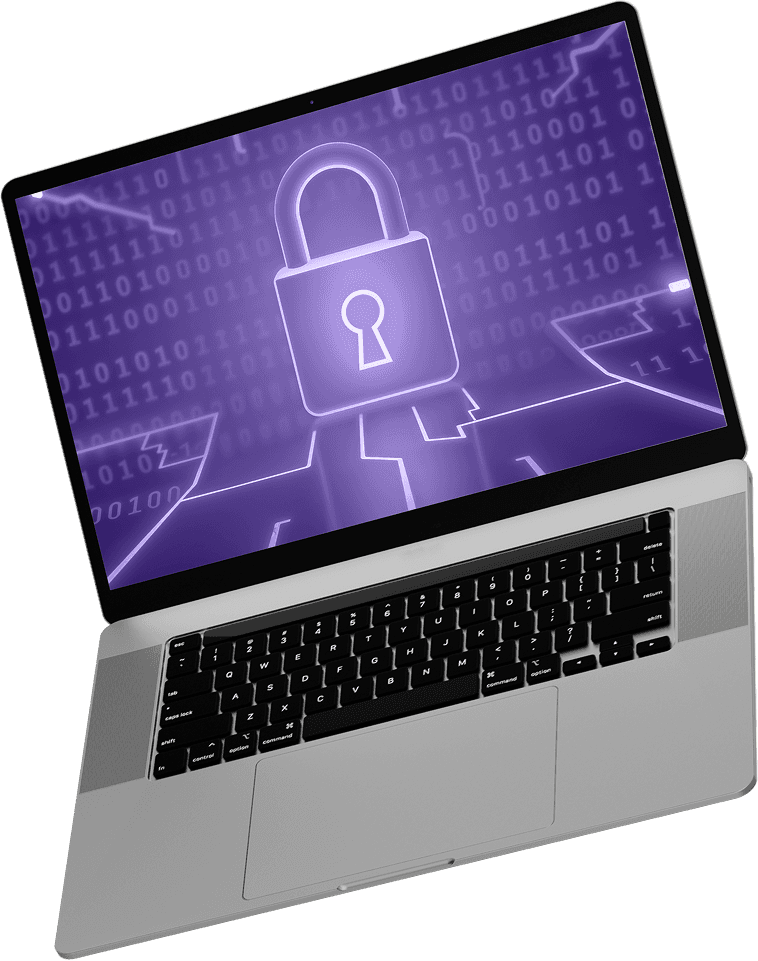 Notebook exibindo um cadeado de segurança